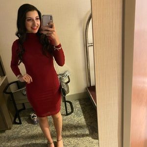 Mid-length red dress